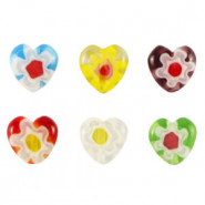 Millefiori kralen hart bloem 6x6mm - Multicolour